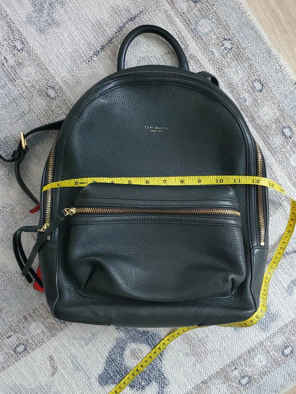 Tory Burch Black Pebbled Leather Backpack Bag Purse